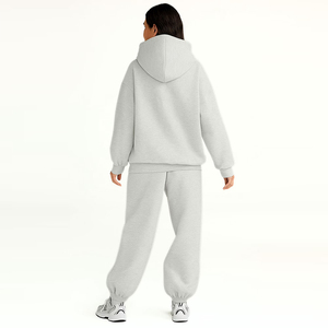 Ensemble de jogging pour femme de haute qualité, couleur gris, taille oversize, 2 en 1, léger, manches longues, pull-over, poche latérale - Product Image 2