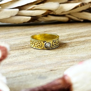 Hot Selling Brass <b>Rings</b> <b>Celtic</b> Moonstone <b>Ring</b> Tribal Brass Jewelry Women 18k Gold Plated Vintage Knot Band Wholesale/OEM/ODM - Product Image 6