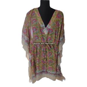 Robe de soirée africaine pour femmes, robes ethniques, robes courtes kaftan pour femmes KFCS185, meilleure fabrication de robes pour femmes avec impression à la main - Product Image 3