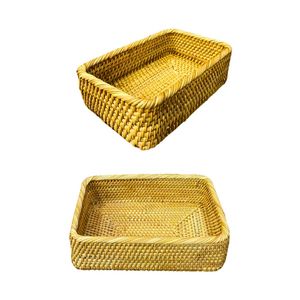Durable <b>Rectangular</b> Wicker RATTAN <b>BASKET</b> / TRAY Natural Rattan Trays in 3 Sizes - Product Image 1