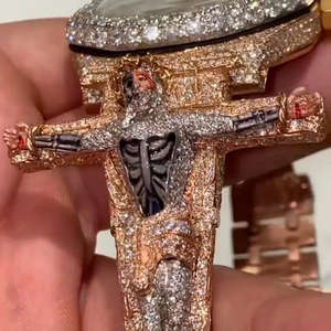 Montre Hip Hop haut de gamme entièrement sertie de diamants Moissanite VVS, plaquée or rose, bicolore, pour homme - Product Image 3