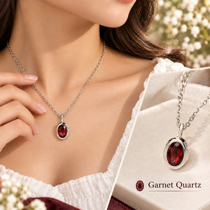Collier pendentif en pierre précieuse quartz grenat - Collier artisanal plaqué argent, ensemble de collection, bijoux en cuivre/laiton, cadeau pour elle - Product Image 5