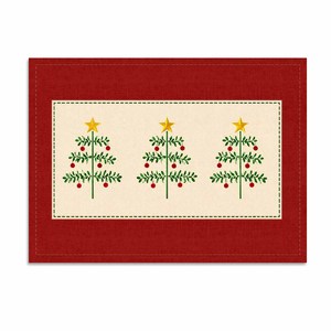 Elegante Mantel Individual Bordado con Diseño de Árbol de Navidad en Color Rojo, Mantel Individual de Algodón Suave de Calidad con Tamaño y Logotipo Personalizados - Product Image 2