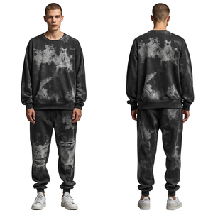Ensemble de survêtement streetwear oversize délavé à l'acide, imprimé personnalisé, pour le sport et la gym - Product Image 4