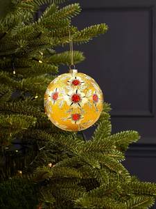 Hand-Painted Kashmiri Paper Mache Christmas <b>Tree</b> <b>Ornament</b> – Floral & Bird Design - Product Image 5