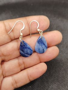 Pendientes Colgantes de Plata de Ley 925 Hechos a Mano con Ágata Azul para Mujer, Joyas de Lujo, Diseño de Joyería Único - Product Image 3