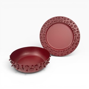 Assiette et bol en fer rouge bordeaux avec motifs floraux, accessoires de chocolat personnalisables, fournisseur, tailles et couleurs personnalisables disponibles - Product Image 2
