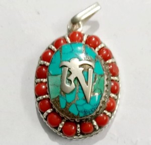 Colgante de Turquesa con Temática Religiosa Budista Tibetana, Aleación de Cobre - Product Image 5