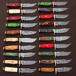 Cuchillo de caza utilitario de acero de Damasco con punta de clip y espiga oculta, mango de madera Pakka, 6 pulgadas, grado industrial, venta al por mayor. - Product Image 3