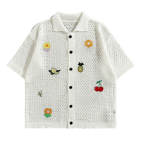 Chemises en flanelle personnalisées brodées pour hommes, style vintage, tissage ouvert, manches courtes, boutonnées, respirantes, à carreaux, décontractées pour l'hiver