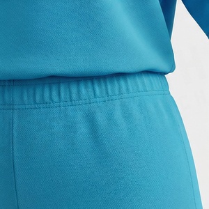Conjunto Deportivo de 2 Piezas para Mujer, Camiseta de Manga Corta y Pantalones Cortos por Encima de la Rodilla, Color Sólido, Transpirable, Tejido de Punto, Cuello Redondo, Azul - Product Image 5