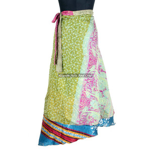 New Reversible Trendy Silk Saree Long <b>Wrap</b> <b>Skirt</b> Reversible Dress Silk Magic <b>Wrap</b> <b>Skirt</b> Plus Size Long 38" Sari Around <b>Skirts</b> - Product Image 6
