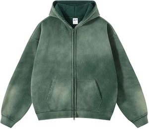 2026 OEM Genie Cotton <b>Thick</b> Zip-Up Retro Travel Drawstring Unisex Oversize Acid Wash Women Men's Sweatshirts Embroidered - Product Image 4