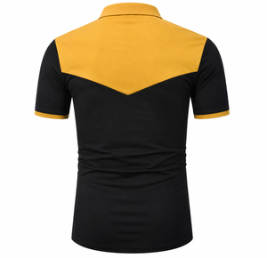 <b>Men's</b> Color Blocked Polo <b>Shirt</b> Short Sleeve Breathable Knitted Casual Design Front Logo <b>Yellow</b> And Black Custom Made T <b>shirt</b> - Product Image 1
