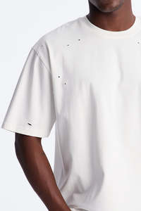 Camisetas de hombre personalizadas con detalles desgastados, 260GSM, de algodón grueso de secado rápido, jersey liso, estilo oversize, venta al por mayor, OEM/ODM - Product Image 3