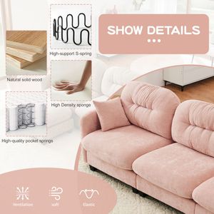 Elegante Divano a Due Posti Cloud, Divano Componibile in Tessuto Chenille, Design Trapuntato, Schiuma ad Alta Densità, Comodi Divani per Soggiorno - Product Image 6