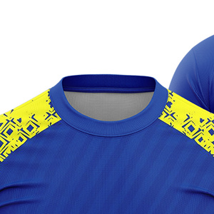 Maillot de tennis unisexe personnalisé sublimé, col rond, manches courtes, motif géométrique color block, anti-humidité, coupe classique - Product Image 2