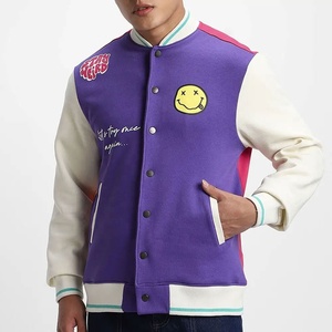 Blouson universitaire homme 2026 – Vêtement de sport élégant en laine avec manches en cuir, logos personnalisés, col montant et poche en toile PU - Product Image 2