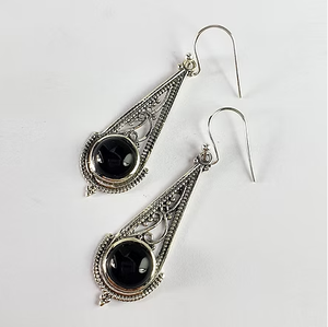 Black Onyx Teardrop 925 <b>Sterling</b> <b>Silver</b> <b>Dangle</b> <b>Earrings</b> Handmade Jewelry for Women Any Occasion Wear - Product Image 2