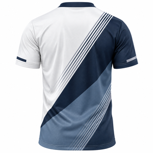 Men's Short Sleeve Sport T-<b>Shirt</b> <b>Geometric</b> Pattern Quick Dry O-Neck Regular Fit White Navy Blue - Product Image 2