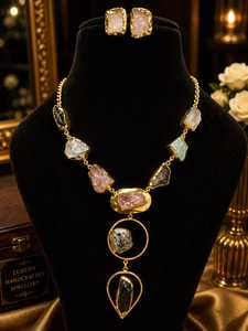 New Arrival Natural Stone Brass Indian <b>Wedding</b> Engagement Beach Wear <b>Jewellery</b> <b>Set</b> Daily Wear Party Anniversary Trendy <b>Jewellery</b> - Product Image 2