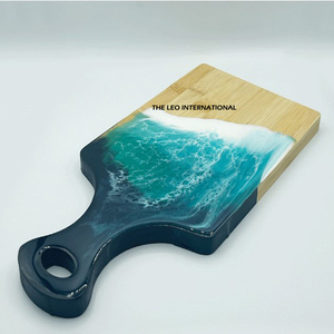 Handcrafted Resin Serving Blue Wave Pattern Acacia Wood Cutting Board for Kitchen Accessories <b>Set</b> of 5 - Product Image 6