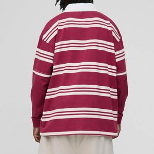 Chemises de rugby à manches longues rayées personnalisées, broderie de logo de haute qualité, deux tons de couleur, tailles plus grandes, vêtements pour hommes, sweat-shirts de rugby - Product Image 2