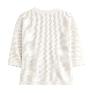 เสื้อสเวตเตอร์ถักลายฉลุสำหรับผู้หญิง แขน 3/4 แต่งลายดอกไม้ คอกลม ใส่สบาย ระบายอากาศได้ดี ทรงหลวม แฟชั่นฤดูร้อน - Product Image 2