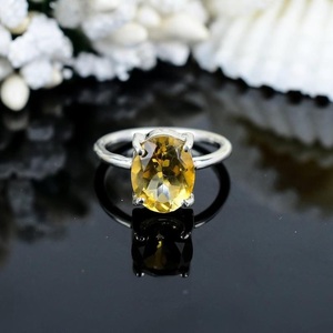 Anillo de Citrino Natural, Plata de Ley 925, Hecho a Mano, Gema Ovalada, Anillo de Boda Minimalista - Product Image 4