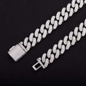 Luxury Iced Out Cuban Link Hip Hop Chain White Gold Finish <b>Statement</b> <b>Necklace</b> for Men Women Premium Fashion JewelryLuxury Iced - Product Image 3