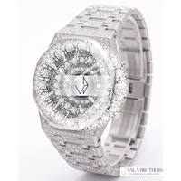 Luxuriöse Quarzuhr mit Diamant-Moissanit-Einlage, Analog, 41mm Edelstahl-Armband, Glaszifferblatt, Datumsanzeige, Druckknopf-Verschluss