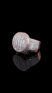 Iced Out Rose Gold Baguette <b>Ring</b> Hip Hop Statement Jewelry Diamond Look Cubic Zirconia Luxury Bling <b>Ring</b> - Product Image 5
