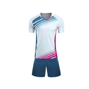 Mens Soccer Jersey Set <b>White</b> <b>Football</b> Kit with Blue & Pink Accents Breathable Sportswear - Product Image 1