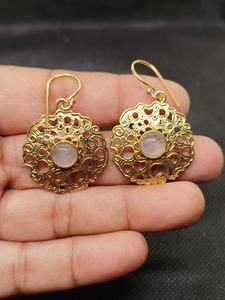Pendientes Elegantes de Alta Calidad para Mujer, con Cuarzo Rosa, Cobre, Latón y Cristales Naturales Semipreciosos, Venta al Por Mayor - Product Image 4