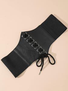 Cinturón Corsé Gótico Oscuro con Cordones para Mujer, Cinturón Ancho de Cuero PU, Cinturón Ajustable para Vestido - Product Image 4