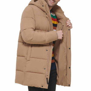 Men's Long Hooded Puffer Jacket Windproof <b>Thick</b> <b>Winter</b> <b>Coat</b> Solid Color Casual Button Closure Regular Fit - Product Image 4