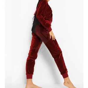 Top Selling Women's Velour Sets <b>Zip</b> <b>up</b> <b>Crop</b> Top Shorts Regular Fit 100% Cotton Solid Custom Logo Autumn Tracksuits OEM - Product Image 5