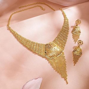 Parure Collier et Boucles d'Oreilles en Alliage Plaqué Or pour Femme, Style Vintage avec Pompon, Bijoux de Mariage, Strass en Cristal, Imitation Perle, Rani Haar - Product Image 5