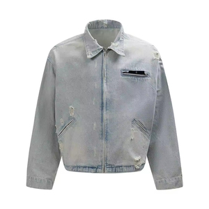 Chaqueta de Mezclilla para Hombre, Diseño Personalizado 2026, Estilo Urbano, Lavado Ácido, Hip Hop, Patrón de Esqueleto, Vintage - Product Image 1
