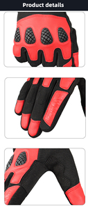 Guantes de Carreras de Dedo Completo, Material PU Antideslizante, para Ciclismo al Aire Libre, Unisex, Cierre de Velcro, Rojo y Negro - Product Image 6
