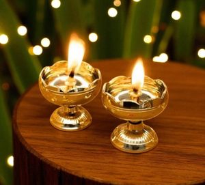 Brass Oil Lamp for Puja Diwali Decoration Traditional Handcrafted Pital Deepak for Home <b>Mandir</b> Gifting - Product Image 3