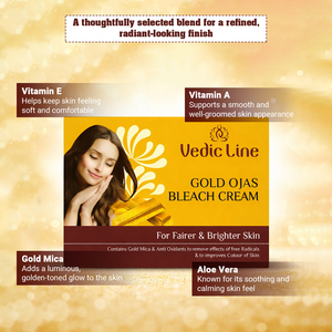 Vedic Line Professional Gold Ojas <b>Bleach</b> 300 ML with Vitamin E and A for <b>Face</b> and Body Skin Lightening Available at Best Price - Product Image 2