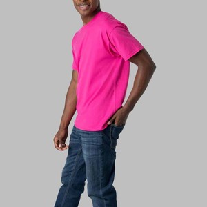 T-shirt vierge en coton 100 % 210 GSM pour homme, style streetwear, tricoté, pour broderie/impression personnalisée, T-shirts épais pour homme, couleur rose - Product Image 4