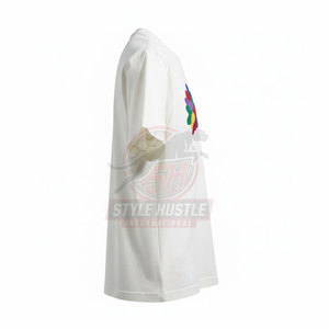 T-shirt brodé 100 % coton sur mesure, le plus vendu, avec logo personnalisé, pour homme, coupe ample, imprimé - Product Image 3