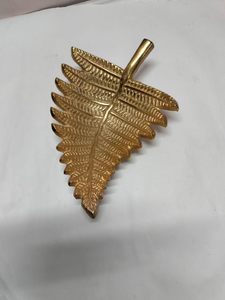 Decorative Metal Leaf Platter for Home Decor Coffee <b>Table</b> Dining <b>Table</b> Centerpiece Antique Gold Finish Jewelry <b>Tray</b> Key Holder - Product Image 2
