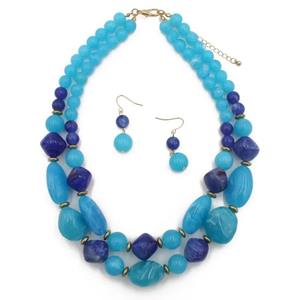 Collar de Cuentas Multicapa, Gargantilla de Cuentas, Collar de Cuentas Acrílicas y Juego de Joyería con Pendientes para Mujer - Product Image 1