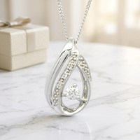 Pendentif Poire de Luxe en Or Blanc 18K 14K 9K avec Diamant Naturel Taille Brillant Classique 0.11ct – Cadeau de Fiançailles, Ensemble de Bijoux Fins pour Femme