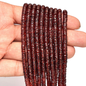 Cuentas facetadas Heishi de granate AAA+ de 4mm-5mm, granate rojo natural, piedra semipreciosa, cuentas espaciadoras tipo disco y rondelle para joyería - Product Image 2