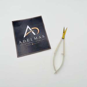 Tijeras de manicura rectas y afiladas de acero inoxidable con punta dorada, color nude, con logotipo personalizado, servicio OEM - Product Image 6