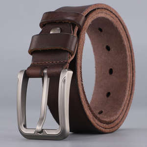Ceintures en cuir véritable pour hommes, haute qualité, écologiques, personnalisables, ceinture décontractée tendance avec boucle à ardillon simple en acier massif - Product Image 1